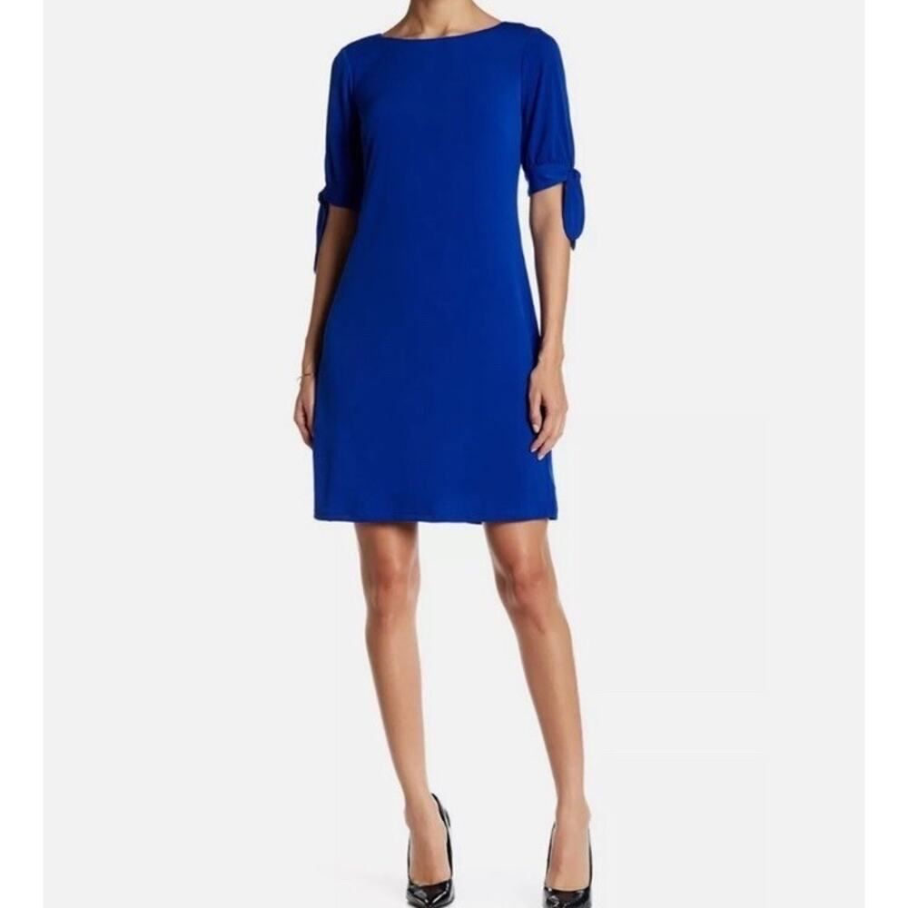 Eliza J Women’s Royal Blue Pullover Sheath Dress Bow Sleeve Lined 10 Cocktail